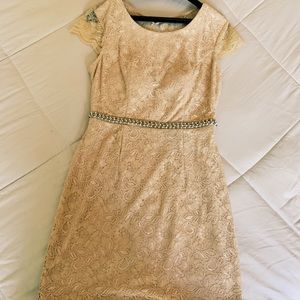 Light pink backless lace dress